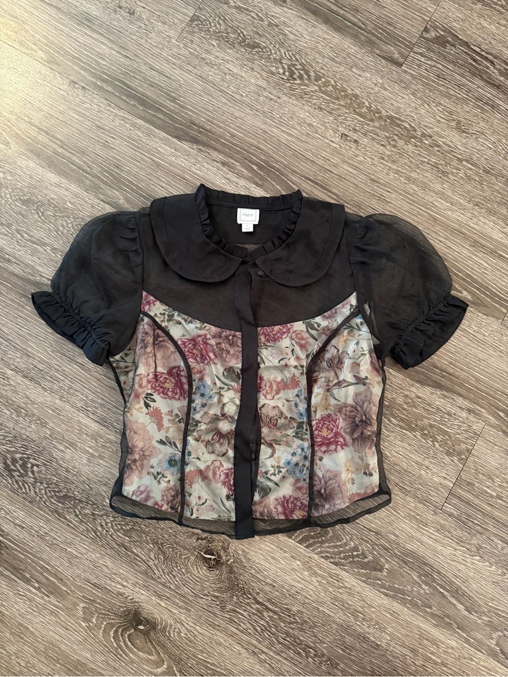 Maeve Anthropologie Organza Puff-Sleeve Blouse